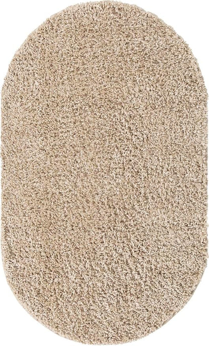 Unique Loom Davos Shag Collection Area Rug - Solid (3' 3" x 5' 3" Oval, Linen)