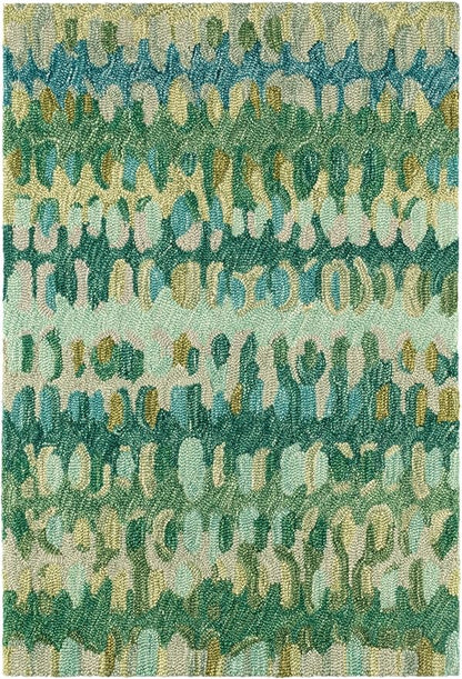 Dash and Albert Paint Chip Wool Area Rug - 3' x 5' Moss Graphic Hand Micro Hooked Accent Rug - Durable, High Traffic Areas Hallway, Living Room, Stairs