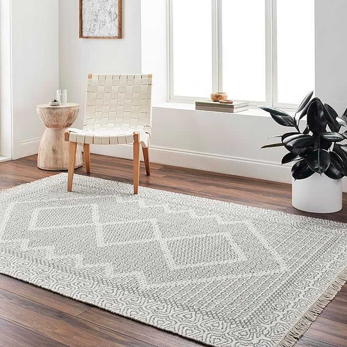 Mark&Day Wool Rugs, 9x12 Nishnabotny Cottage Light Gray Area Rug, Grey Beige Carpet for Living Room, Bedroom or Kitchen (8'10" x 12')