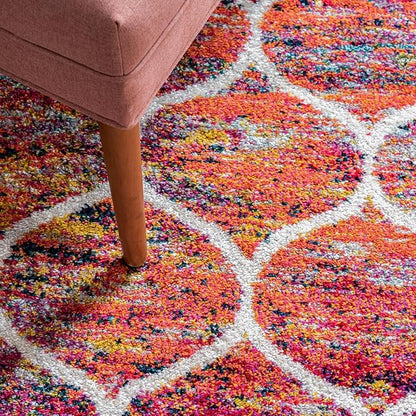 Rugs.com Lattice Frieze Collection Rug – 8' x 10' Multi Medium Rug Perfect for Living Rooms, Large Dining Rooms, Open Floorplans
