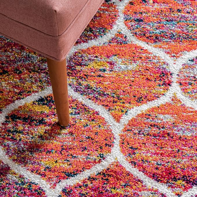 Rugs.com Lattice Frieze Collection Rug – 4' x 6' Multi Medium Rug Perfect for Living Rooms, Large Dining Rooms, Open Floorplans