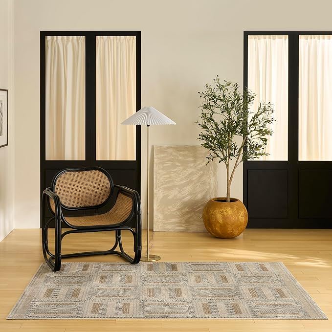 Nourison Home Nordic Grey Multicolor 5' x 7' Scandinavian Area Rug - Easy Clean, Non Shedding, Bed Room, Living Room, Dining Room, Kitchen (5' x 7')
