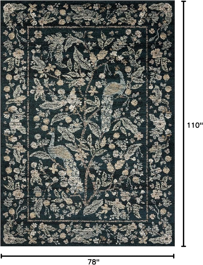 Loloi Rifle Paper Co. Laurel Collection LAU-05 Navy/Multi 6'-6" x 9'-2" Area Rug