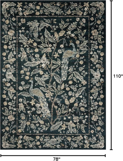 Loloi Rifle Paper Co. Laurel Collection LAU-05 Navy/Multi 6'-6" x 9'-2" Area Rug