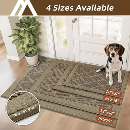 COSY HOMEER Non-Slip Door Mat 20"x32", Entryway Rugs Low Profile Absorbent Dirt Trapper Doormat for Front Entrance, Washable Polypropylene Entry Mat (Beige)