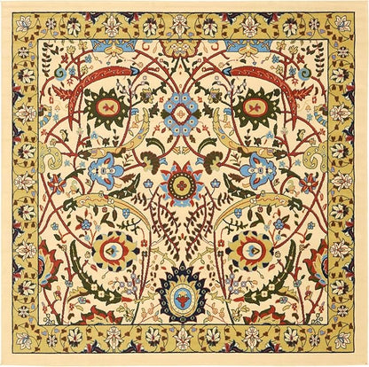 Unique Loom Espahan Collection Area Rug - Cape Cod (8'Square, Cream/ Black)