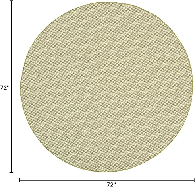 Nourison Home Courtyard Ivory Green 6' x Round Area Rug - Easy Clean, Non Shedding, Bed Room, Living Room, Dining Room, Kitchen (6' x Round)