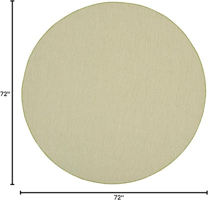 Nourison Home Courtyard Ivory Green 6' x Round Area Rug - Easy Clean, Non Shedding, Bed Room, Living Room, Dining Room, Kitchen (6' x Round)