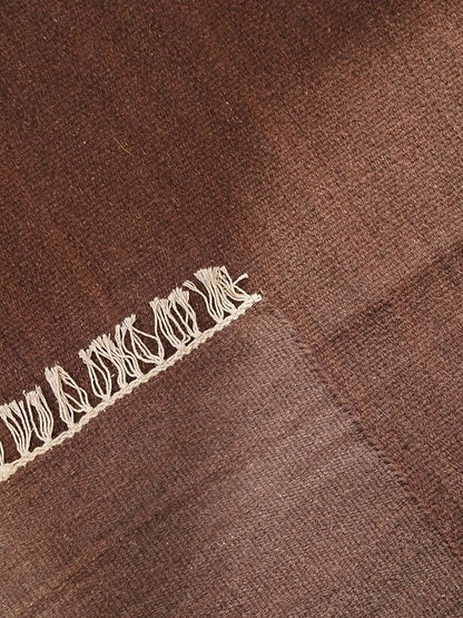 Rugsotic Carpets Hand Woven Flat Weave Kilim Wool ECO-Friendly Area Rugs - 4'x6', Rectangle Shape, Dark Brown Color, Solid Plain Design, Low Pile Handmade Rugs for Living Room, Bed Room (D00111)