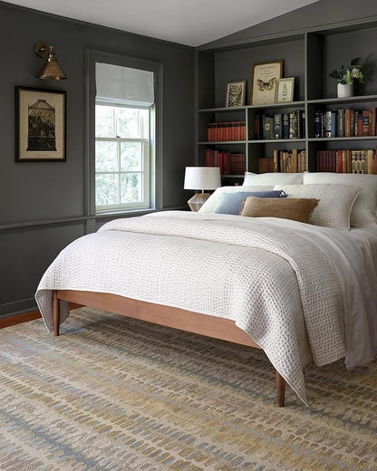 Dash and Albert Paint Chip Wool Area Rug - 4' x 6' Neutral Graphic Hand Micro Hooked Accent Rug - Durable, High Traffic Areas Hallway, Living Room, Stairs