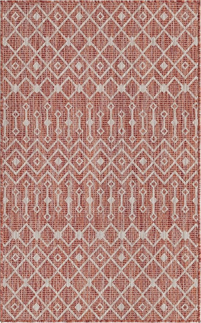 Unique Loom Outdoor Trellis Collection Area Rug - Tribal Trellis (3' 3" x 5' 3" Rectangle, Rust Red/ Ivory)
