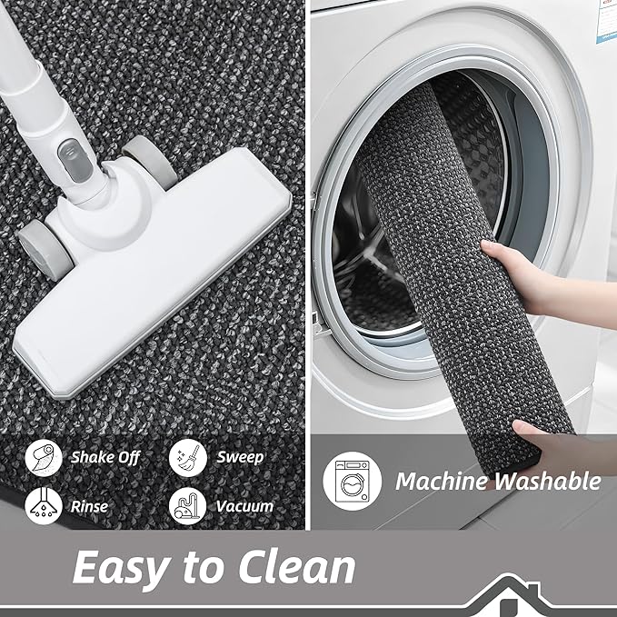 BEQHAUSE 20"x32" Entryway Rug Indoor Door Mat Non-Slip Washable, Hallway Rugs Absorbent & Stain Resist Hall Carpet Runner Rugs for Entryway, Front Door Floor Mats Laundry Room Rugs for Entry, Charcoal