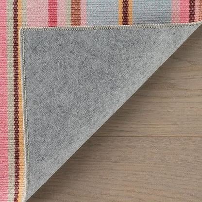Dash & Albert Jamaica Stripe Multi Machine Washable Rug, 5 X 8 Feet, Blue/White Stripe Pattern