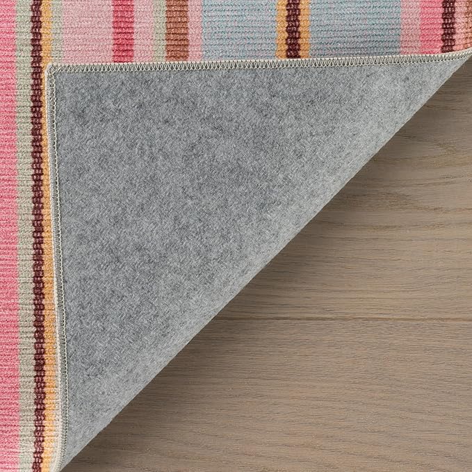 Dash & Albert Jamaica Stripe Multi Machine Washable Rug, 9.5 X 13.5 Feet, Blue/White Stripe Pattern