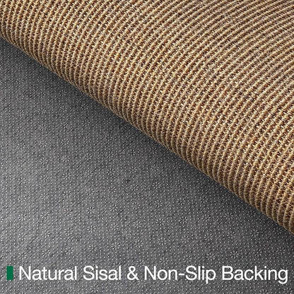 LUMI Handwoven Sisal Door Mat, Non-Slip Durable Entryway Mat, Welcome Front Doormat, Solid Floor Mats for Entrance, 32"x48", Brown Sisal