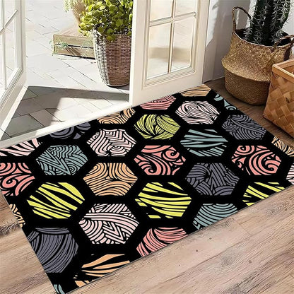 Large Living Room Area Rug 6x8ft,Modern Geometric Rugs, Multicolor Low Pile Farmhouse Carpet, Machine Washable & Non-Slip Non-Shedding for Classroom, Bedroom & Dorm