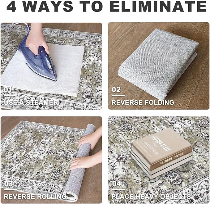 KILOCOCO Hallway Runner 2.6x14 Runner Rug Printed Vintage Floral Washable Rugs Kitchen Runners Soft Non-Slip Low Pile Rubber Backed Runners for Laundry Room Distressed Boho Rugs, Mossy Taupe