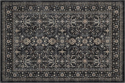 Area Rug Non Slip Machine Washable Ultra Soft Living Room/Bedroom/Kitchen/Outdoor/Classroom Black Grey, 9'×12'