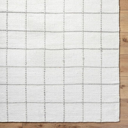 Mark&Day Wool Rugs, 2x8 Ishaq Cottage Off-White Runner Area Rug, White Silver Carpet for Hallway, Kitchen, Bedroom or Living Room (2'6" x 8' Runner)