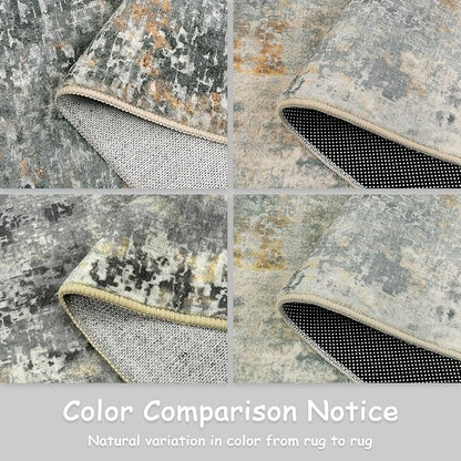 Lahome Modern Abstract Area Rug - 4x6 Grey Rugs for Bedroom Washable Dining Room Rug Living Room Mat, Non Slip Contemporary Indoor Floor Nursery Carpet for Kitchen Laundry Room Entryway