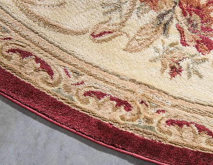 Unique Loom Versailles Collection Traditional Classic Floral Motif Area Rug (6 ft Round, Burgundy/ Ivory)