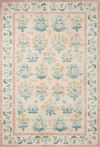 Loloi Rifle Paper Co. Eden Collection EDE-01 Mughal Rose Blush 2'-0" x 5'-0" Accent Rug feat. CloudPile™