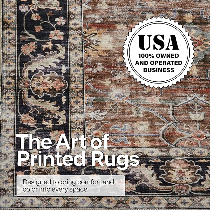 ReaLife Rugs Machine Washable Area Rug - Living Room Bedroom Bathroom Kitchen Entryway Office - Padded Low Pile Stain Resistant Premium - Boho Farmhouse Vintage - BEV - Beige Tan Brown 2'6" x 10'
