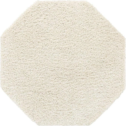 Unique Loom Solid Shag Collection Area Rug (6' 1" Octagon, Snow White)