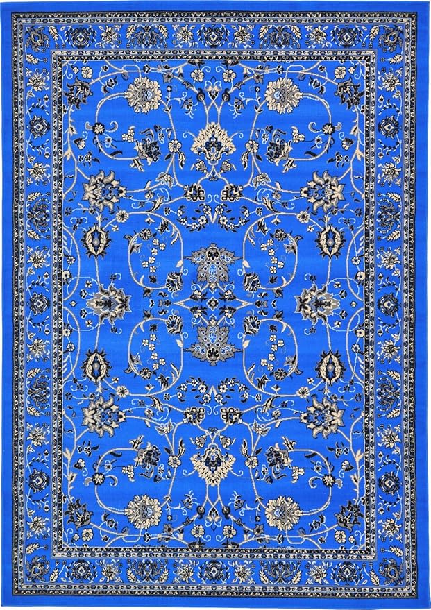 Unique Loom Sialk Hill Collection Area Rug - Washington (7' x 10' Rectangle Dark Blue/Black)