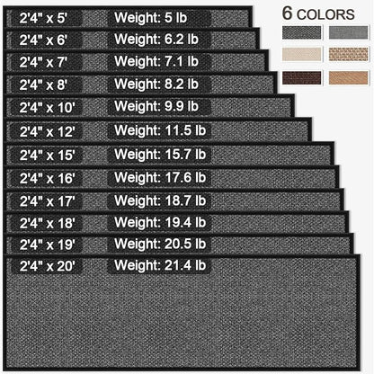 7ft Jute Kitchen Mats for Floor, Water Absorbent Long Kitchen Rug Rubber Backed Indoor Entryway Runner, Black Runners for Hallway Non Skid