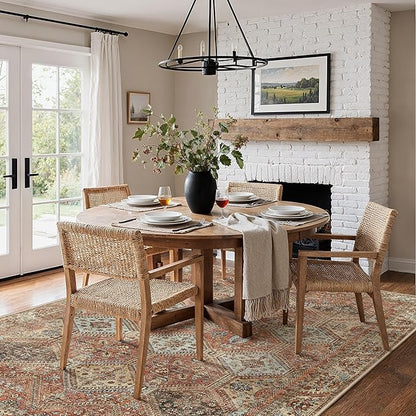 Bavni Clearance 5x7 Area Rugs for Living Room, Machine Washable Rug Non Slip, Vintage Chenille Distressed Print Carpet, Large Low Pile Ultra-Thin Lightweight Rugs for Bedroom, Dining Room, Spice Sky