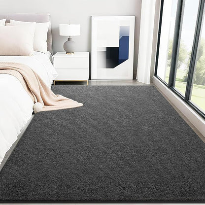 HQAYW 6x9 Large Area Rugs for Living Room Bedroom, Modern Thickened Memory Foam Soft Rug, Low Pile Minimalist Washable Non Slip Carpets for Kids Girls Boys Nursery Dorm Home Decor, Dark Grey