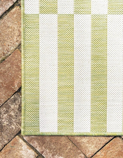 Unique Loom Outdoor Striped Collection Area Rug - Striped (6' 1" x 9' Rectangle, Green/Ivory)