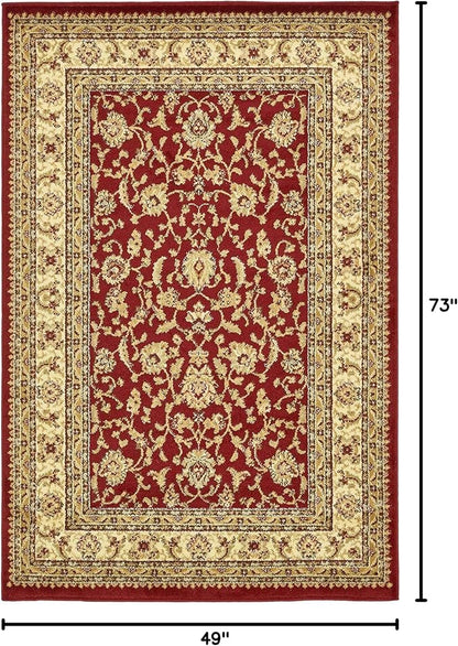 Unique Loom Voyage Collection Traditional Oriental Classic Intricate Design Area Rug (4' 0 x 6' 0 Rectangular, Red/Gold)