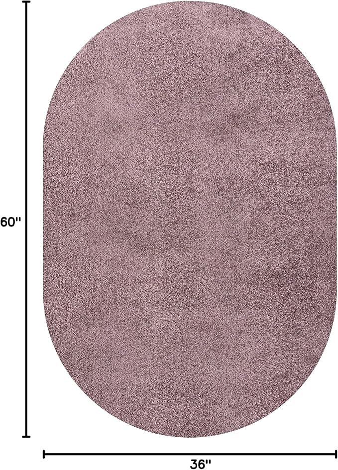 Eyely UES100R-3OV Supersoft Haze Solid Low-Pile Indoor Area Rug Casual;Contemporary;Solid;Traditional, Bedroom, Kitchen, Living Room, Easy-Cleaning, Non-Shedding, 3 X 5 Oval, Light Purple
