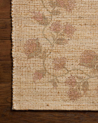 Loloi Chris Loves Julia Rue Collection RUE-05 Natural/Multi 3'-6" x 5'-6" Accent Rug Jute Neutral Floral Living Room Bedroom Rug