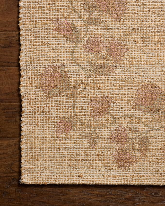Loloi Chris Loves Julia Rue Collection RUE-05 Natural/Multi 5'-0" x 7'-6" Area Rug Jute Neutral Floral Living Room Bedroom Rug