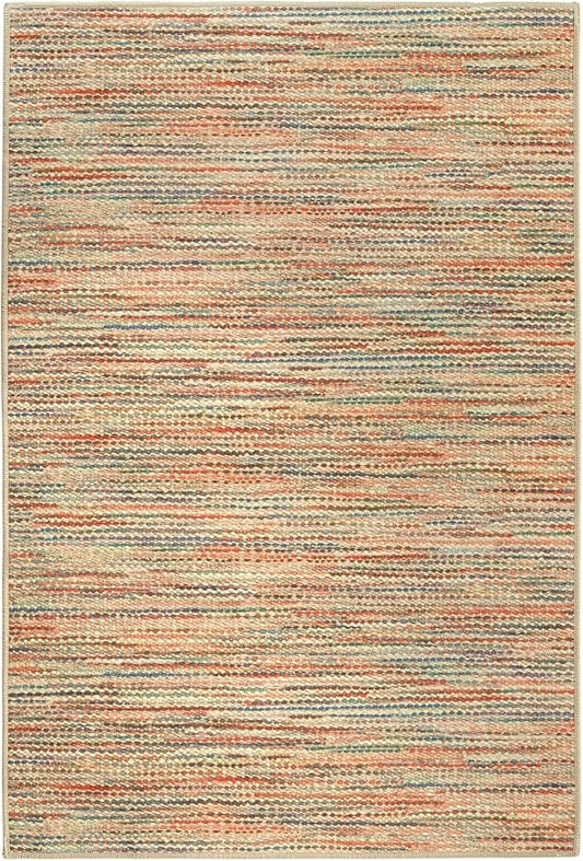Dash & Albert Clay Natural Machine Washable Rug, 7.5 X 9.5 Feet, Multicolored Stripe Pattern