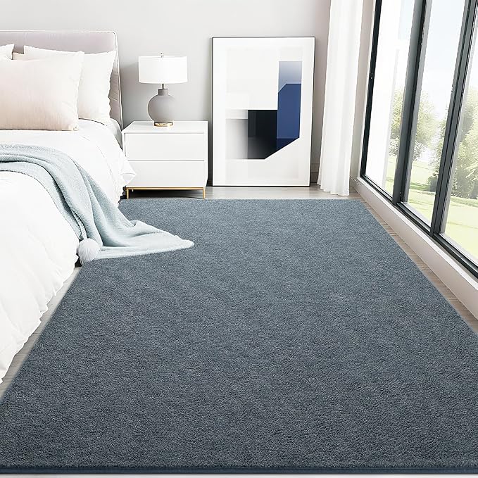 HQAYW 6x9 Large Area Rugs for Living Room Bedroom, Modern Thickened Memory Foam Soft Rug, Low Pile Minimalist Washable Non Slip Carpets for Kids Girls Boys Nursery Dorm Home Decor, Navy Blue