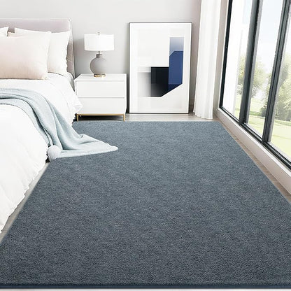 HQAYW 6x9 Large Area Rugs for Living Room Bedroom, Modern Thickened Memory Foam Soft Rug, Low Pile Minimalist Washable Non Slip Carpets for Kids Girls Boys Nursery Dorm Home Decor, Navy Blue