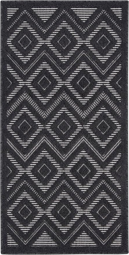 Nourison Home Versatile Charcoal Black 2' x 4' Area Rug - Easy Clean, Non Shedding, Bed Room, Living Room, Dining Room, Kitchen (2' x 4')
