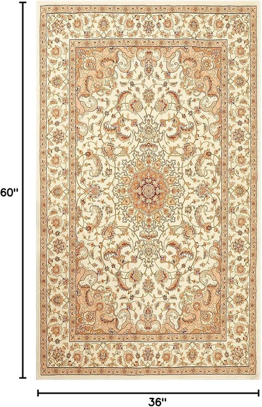 COMSLE Boho Area Rug, 3' x 5' Machine Washable Rugs for Entryway Faux Wool Large Rugs Distressed Throw Rug Non-Slip Floor Carpet for Indoor Bedroom Kitchen Living Room Cream/Beige-2