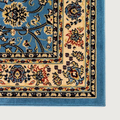 Rugs.com Yasmin Collection Rug – 8 Ft Square Light Blue Medium Rug Perfect for Living Rooms, Kitchens, Entryways