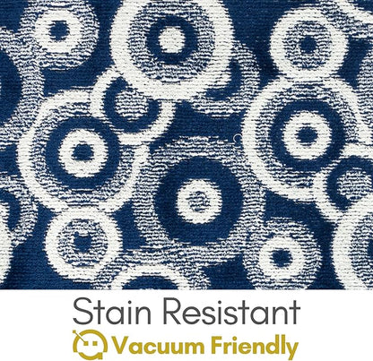 23 ft Extra Long Blue Hallway Runner Rug | Non-Slip & Machine Washable | Custom Cut to Size 2'3" x 23' (Runner) | REMNAZ