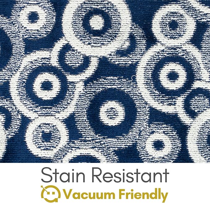 Custom Size Blue Hallway Runner Rug | Cut to Length 2'3" x 12' (Runner) | Non-Slip & Machine Washable | REMNAZ