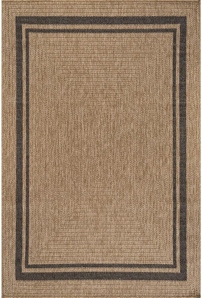 Beverly Rug Easy Jute Bordered Rug 9x12 Washable Large Indoor Outdoor Area Rugs for Living Dining Room Patio Office Stain Resistant Non Shedding Casual Indoor Outside Carpet 9 x 12 Natural