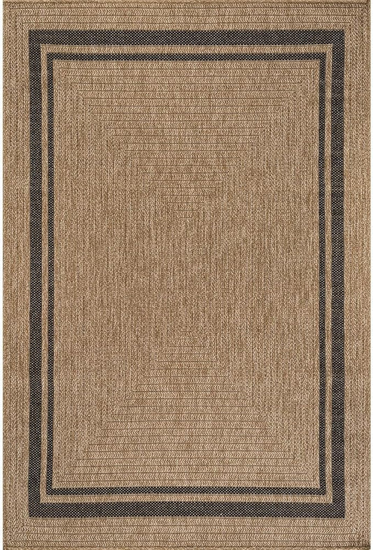 Beverly Rug Easy Jute Bordered Rug 9x12 Washable Large Indoor Outdoor Area Rugs for Living Dining Room Patio Office Stain Resistant Non Shedding Casual Indoor Outside Carpet 9 x 12 Natural