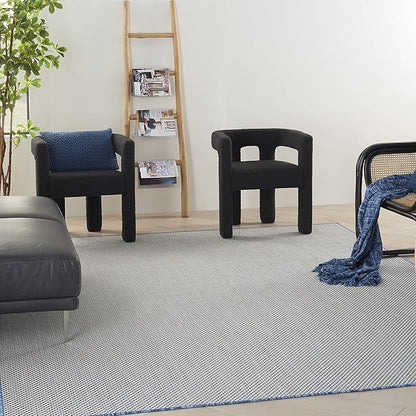 Nourison Home Courtyard Ivory Blue 10' x 14' Area Rug - Easy Clean, Non Shedding, Bed Room, Living Room, Dining Room, Kitchen (10' x 14')