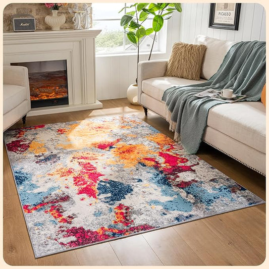 Istana 5x7 Area Rug - Multi Colors Rugs for Living Room 5x7 - Foldable Rugs for Bedroom - Stain Resistant Washable Rug - Eco-Friendly Boho Area Rugs - Easy to Clean Living Room Rug