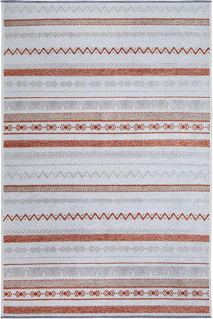 Alfa Rich 4x6 Beige Terracotta Washable Area Rugs for Living Room Bedroom Kitchen Cotton Decor Rug